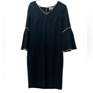 Calvin Klein Black Bell Sleeve V-Neck Midi Dress BOX23